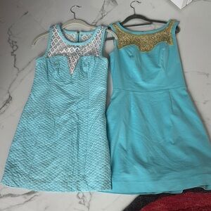 Lilly Pulitzer Blue Dresses with Gold and White Embellishments